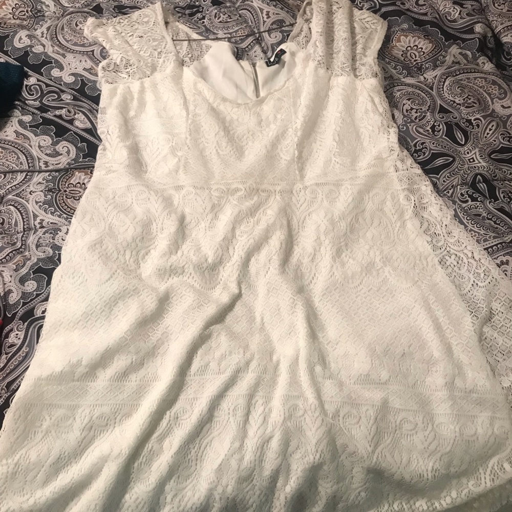 SOLD!!!White lace dress with white lining.